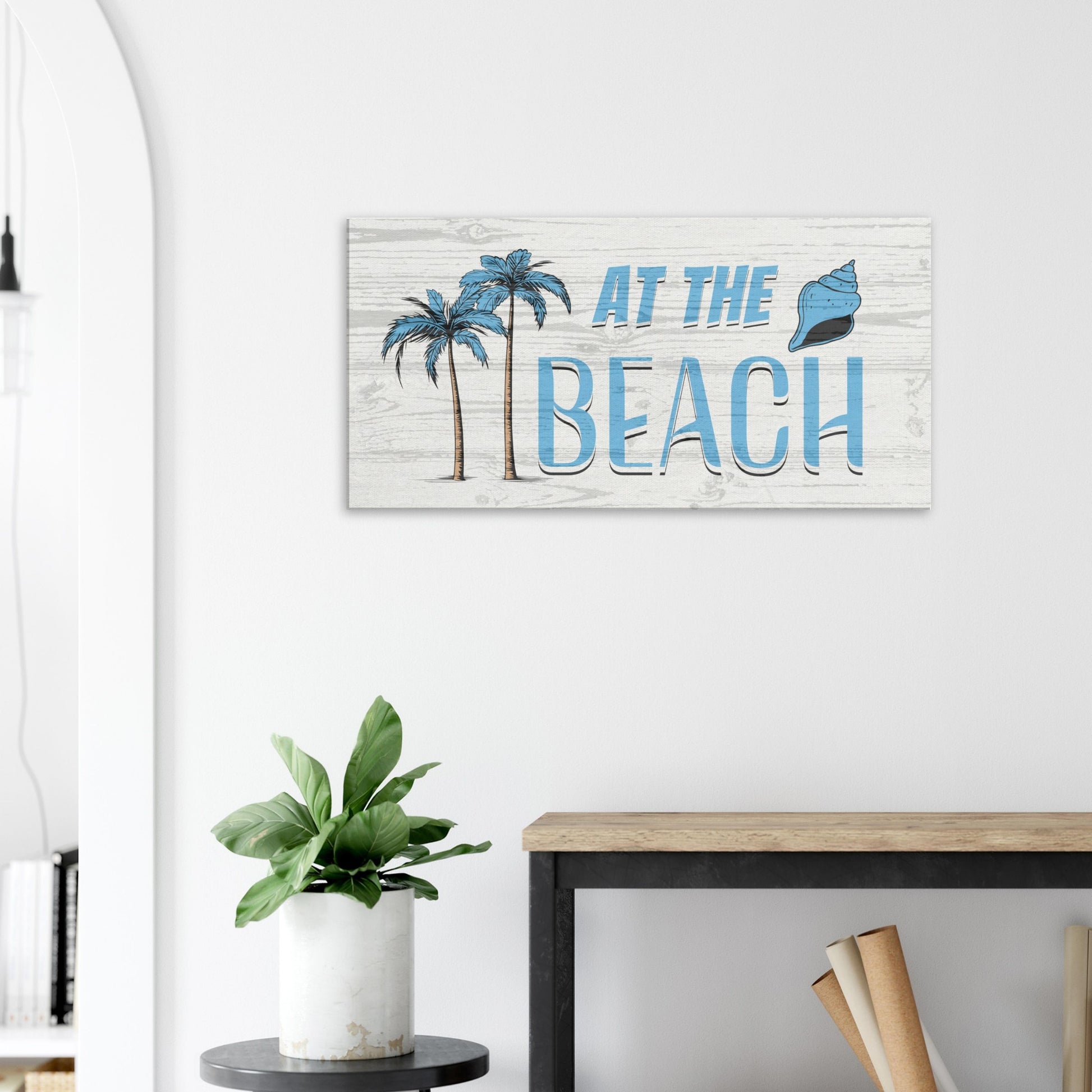 At the Beach Large Blue Canvas Wall Print - Caribbean Rays