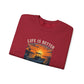 "Life Is Better On The Water" Crewneck Sweatshirt -Boat Sunset Graphic
