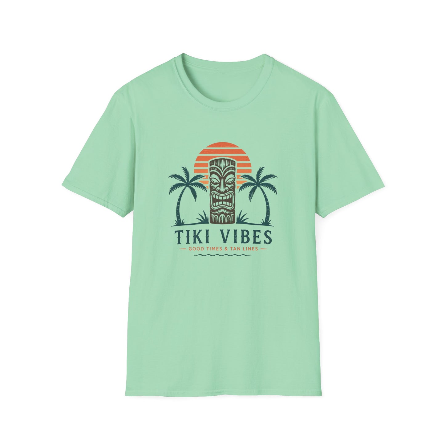 Tiki Vibes Sunset Tee (Palm Trees & Tiki Mask)