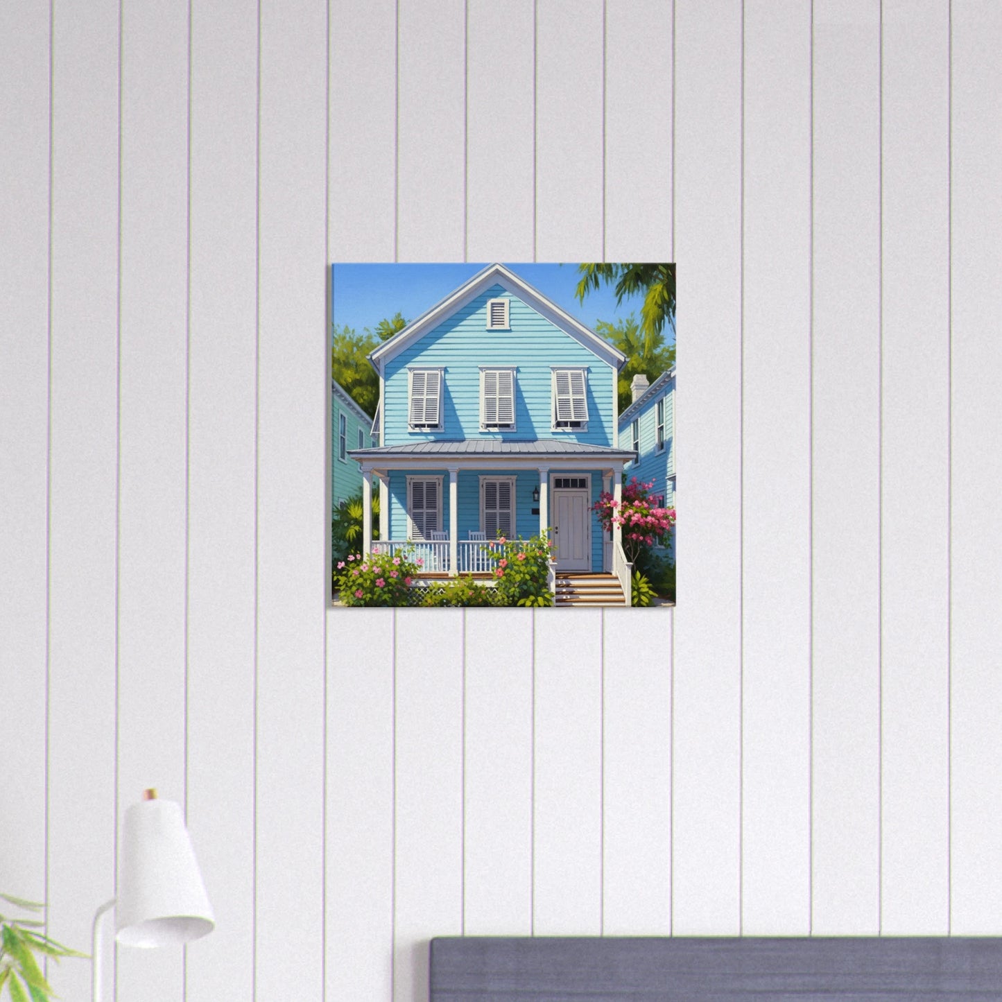 Light Blue Key West House  Canvas Wall Prints  Caribbean Rays