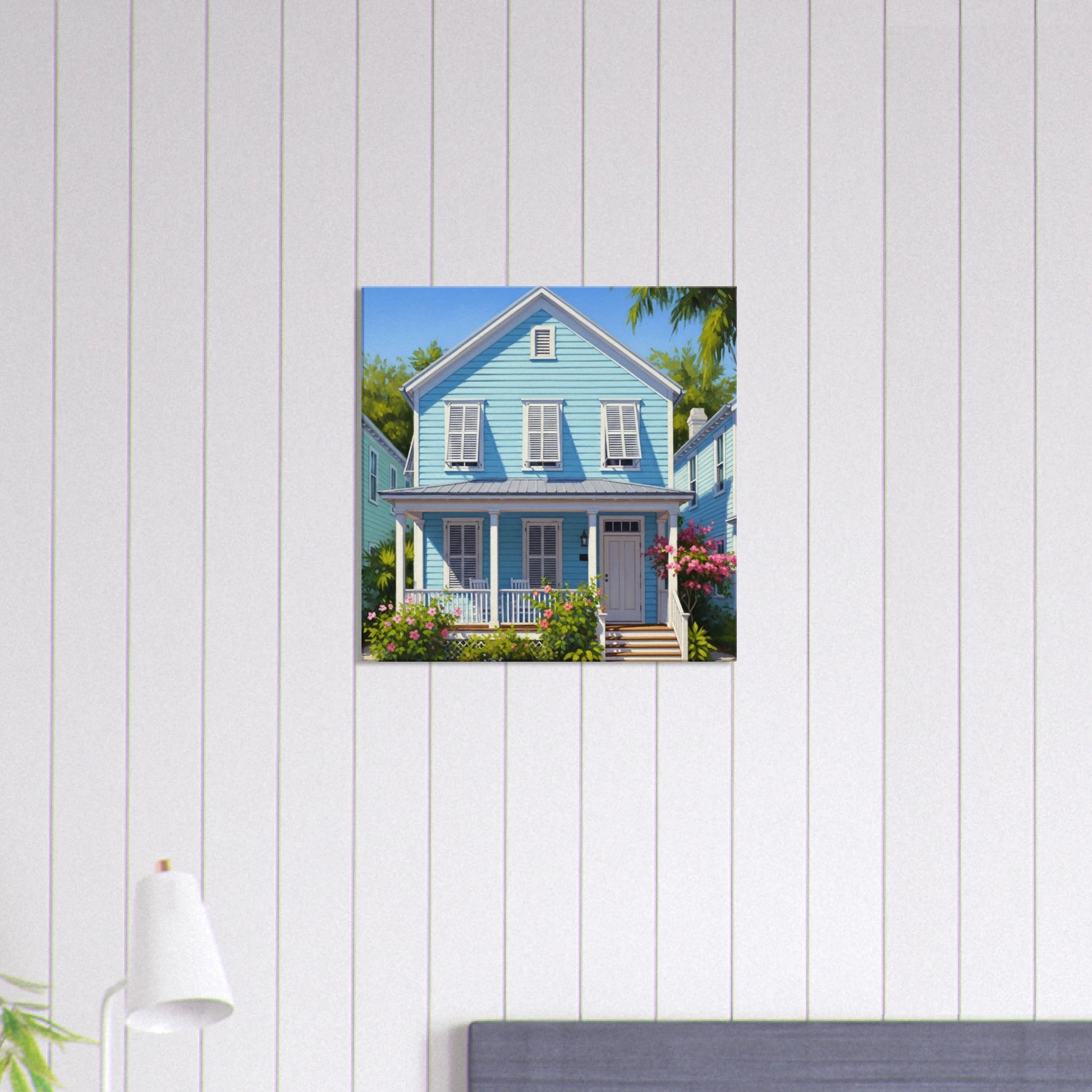 Light Blue Key West House  Canvas Wall Prints  Caribbean Rays
