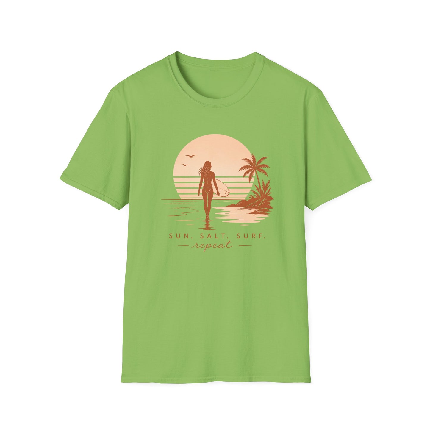 Surf Sunset T-Shirt — "Sun, Salt, Surf, Repeat" Beach Tee