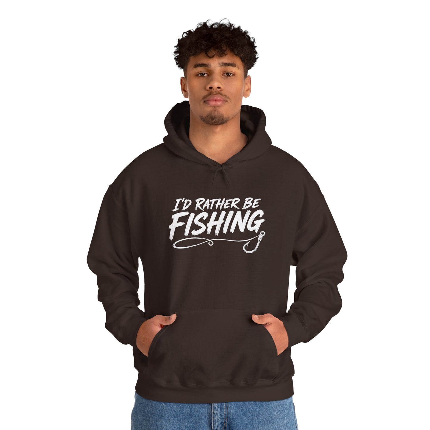 Fishing Hoodie – "I'd Rather Be Fishing" Graphic Pullover for Anglers