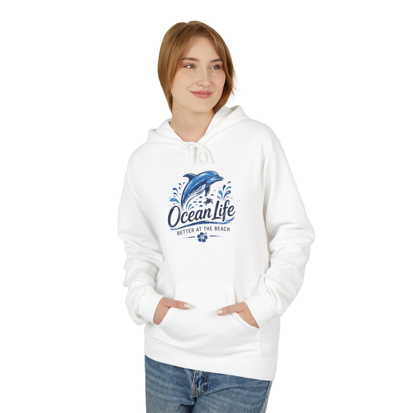 Ocean Life Hoodie - Beach Vibes Dolphin Surf Graphic