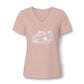 Dolphin Beach Sunset Graphic-Women’s V‑Neck Tee