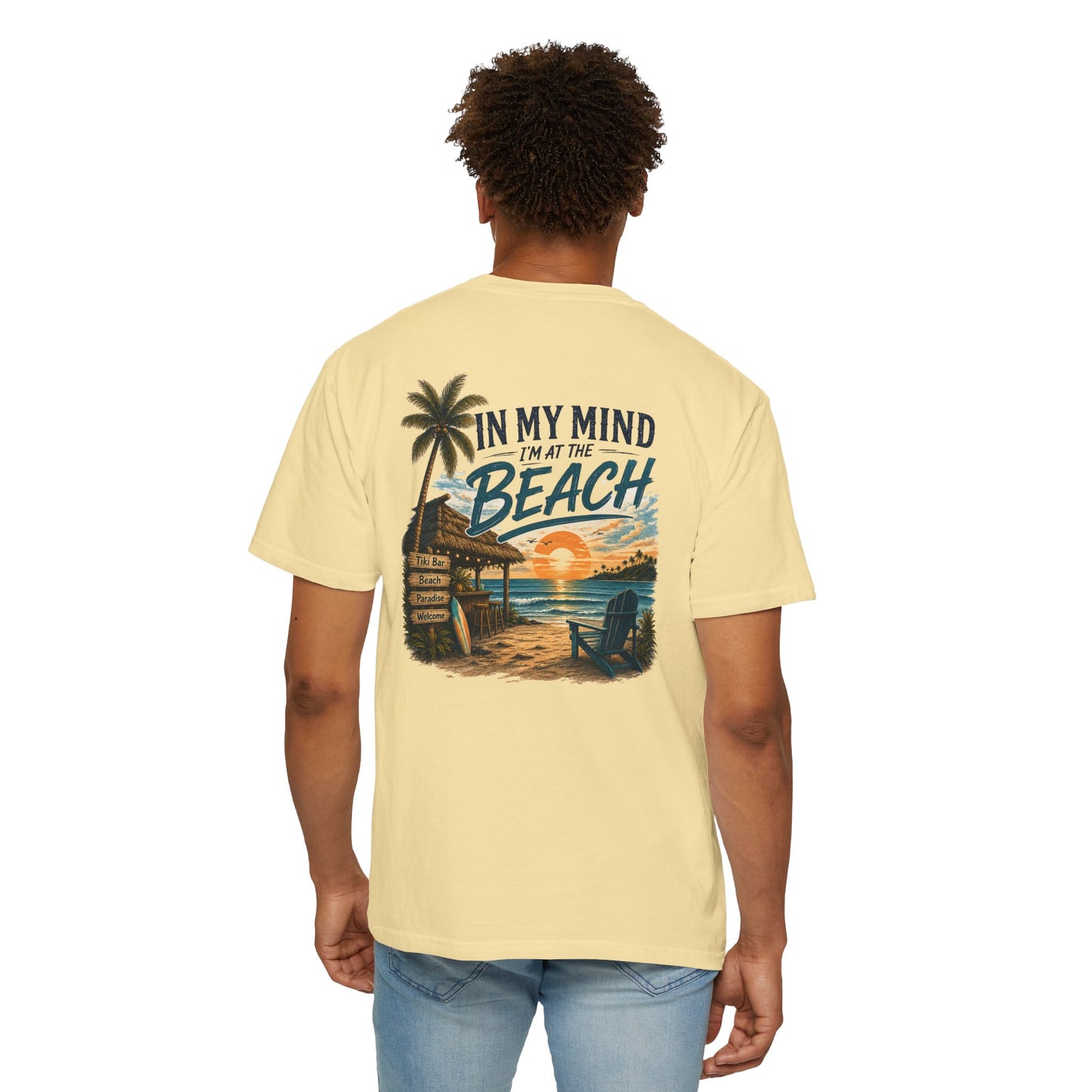 Beach Sunset T-Shirt — "In My Mind I'm at the Beach" Vintage Coastal Tee