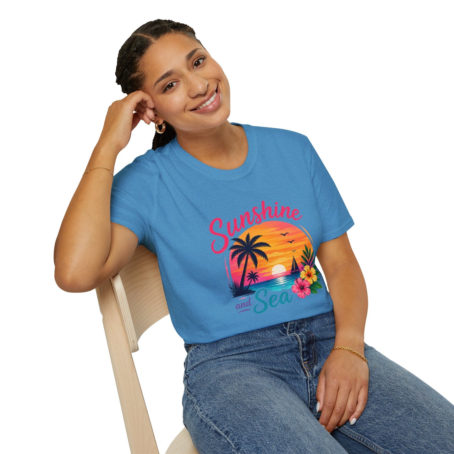 Sunshine and Sea T-Shirt — Tropical Palm Beach Sunset Tee