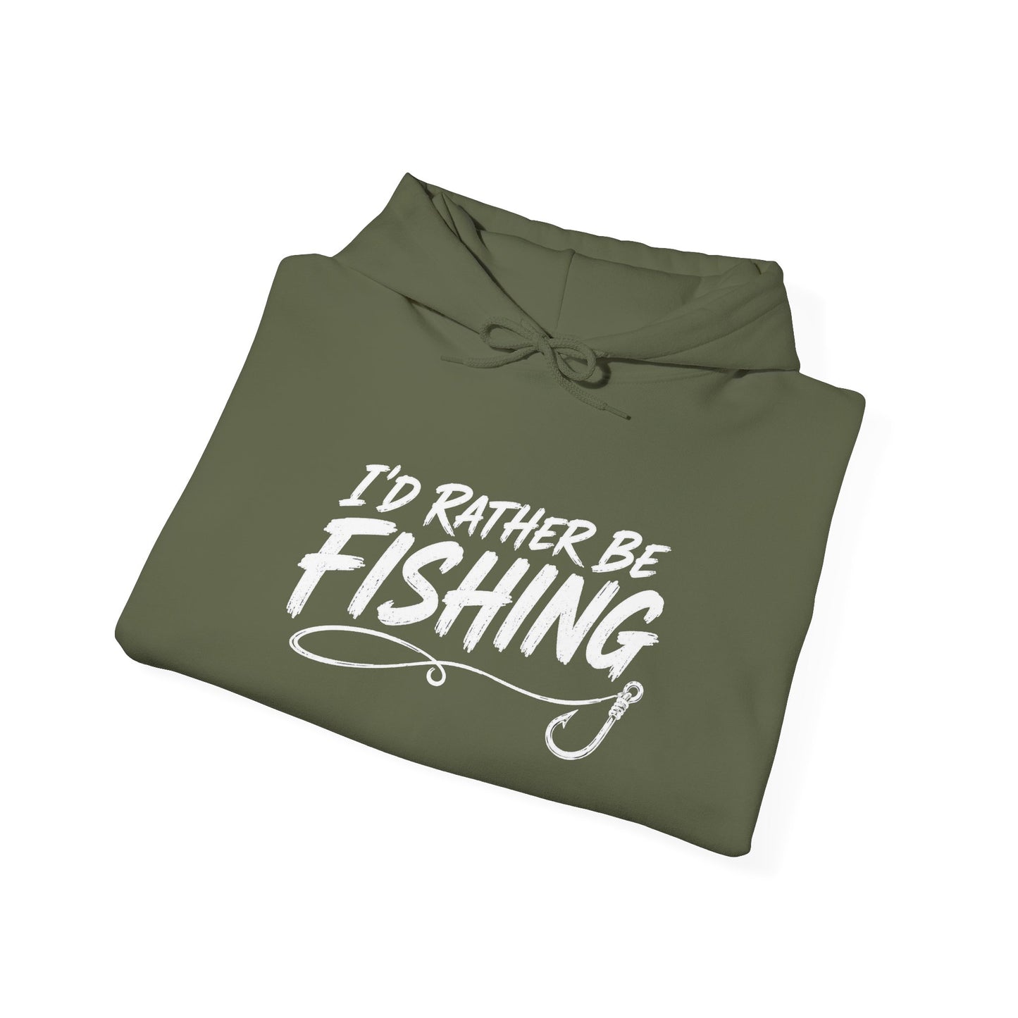 Fishing Hoodie – "I'd Rather Be Fishing" Graphic Pullover for Anglers