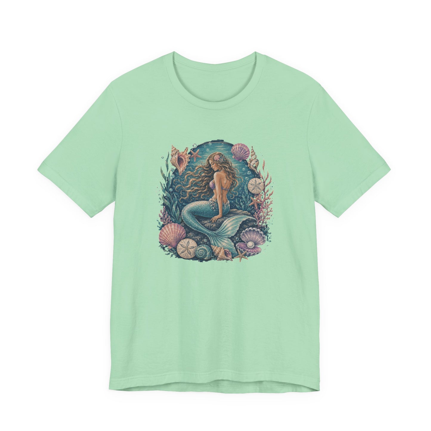 Mermaid Beach Graphic Tee - Vintage Ocean Illustration T-Shirt
