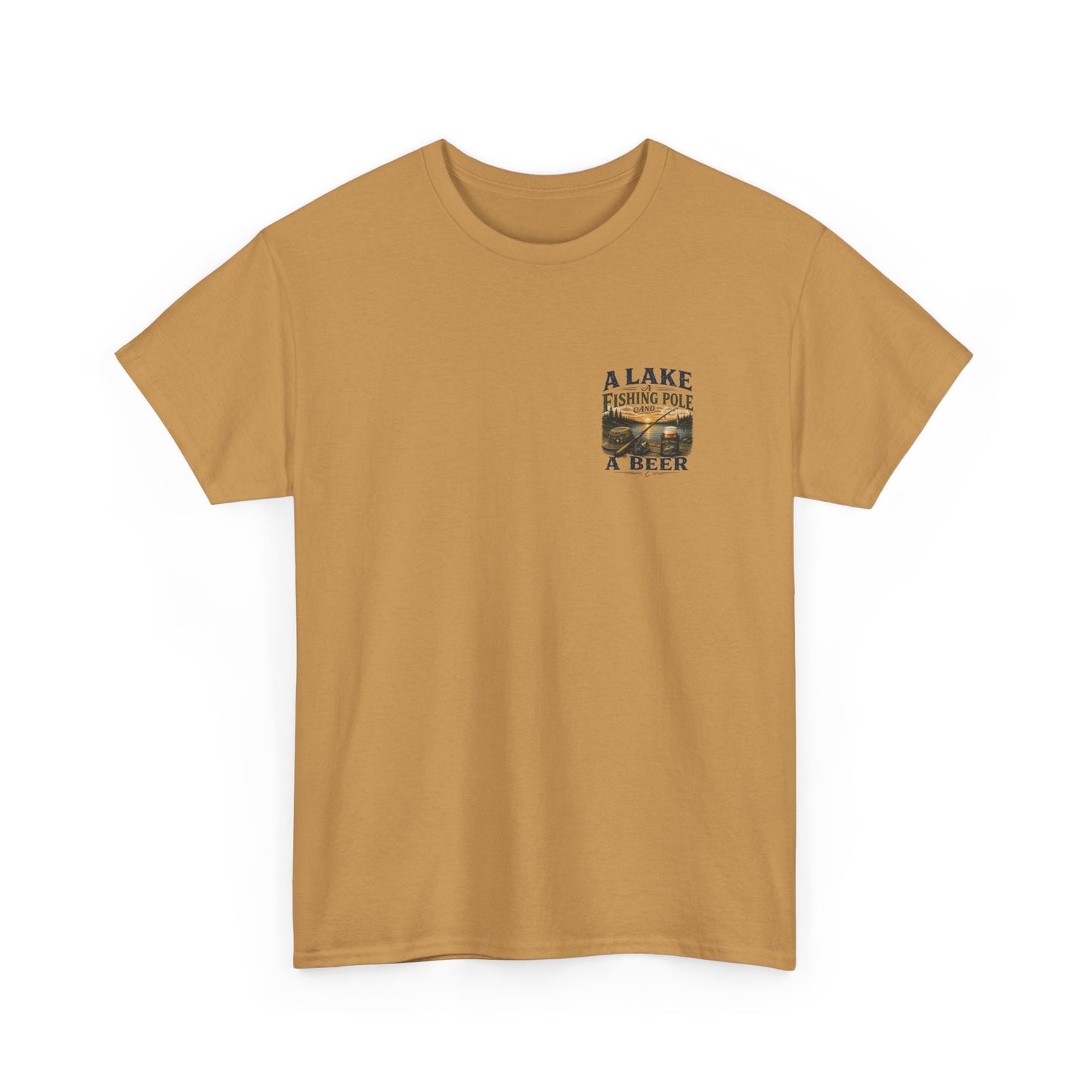 Fishing Tee — "A Lake, A Fishing Pole, A Beer" Graphic Shirt