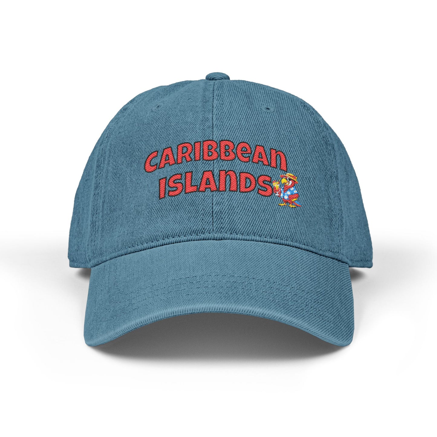 Blue cap with 'Caribbean Islands' text and logo on a white background