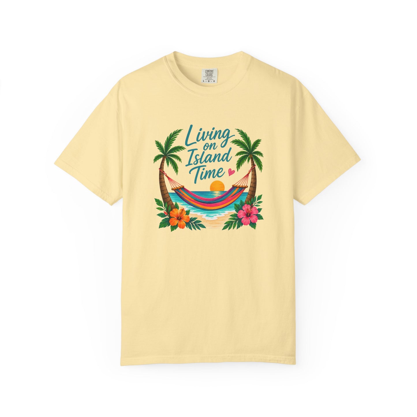 Island Time T-Shirt — "Living on Island Time" Tropical Hammock Tee