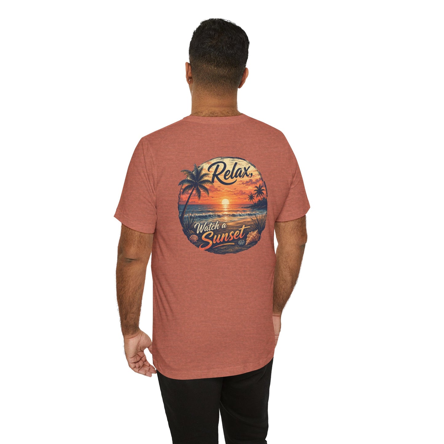 Sunset Beach Tee — "Relax Watch a Sunset" Graphic T-Shirt
