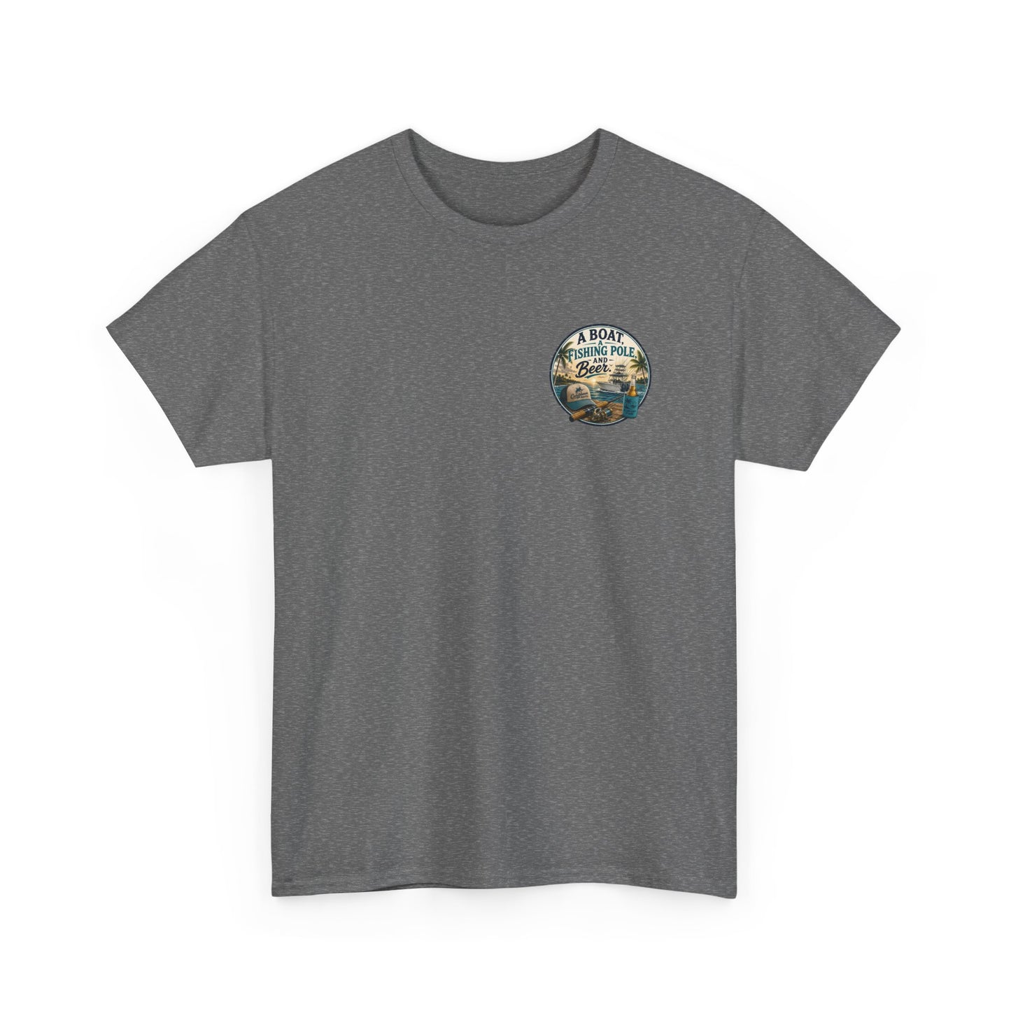 T-Shirt — "A Boat, Fishing Pole and Beer" Vintage Fishing Graphic Tee
