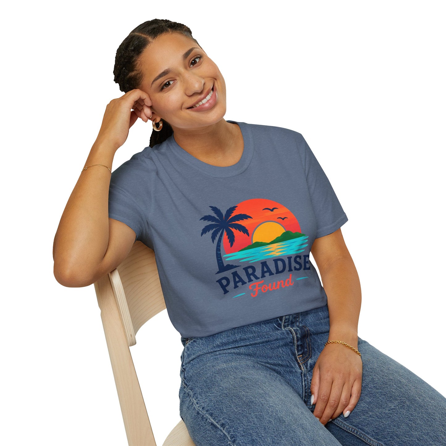 Paradise Found T‑Shirt — Retro Sunset Palm Beach Tee