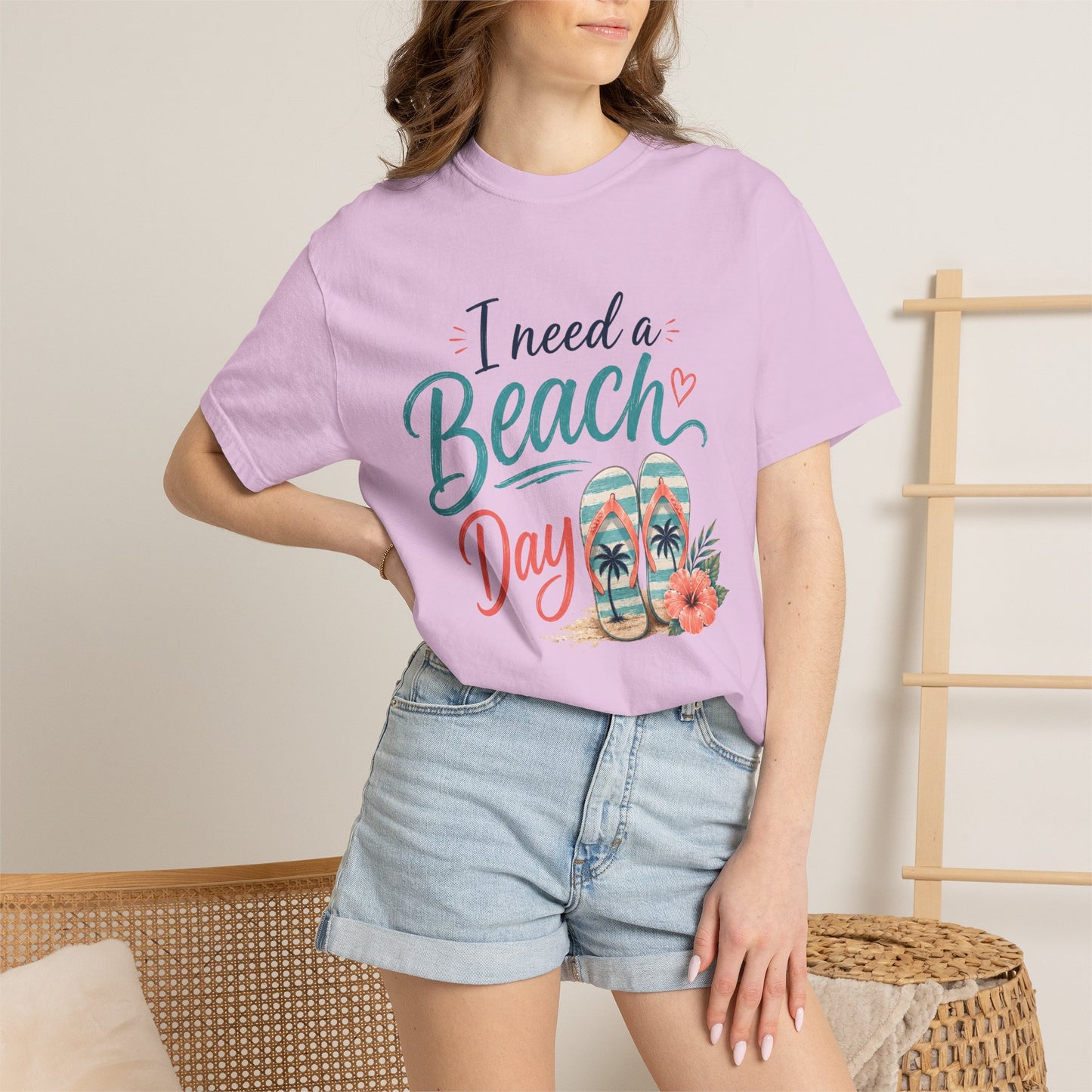 I Need a Beach Day T-Shirt – Women’s Summer Flip Flop Tropical Tee