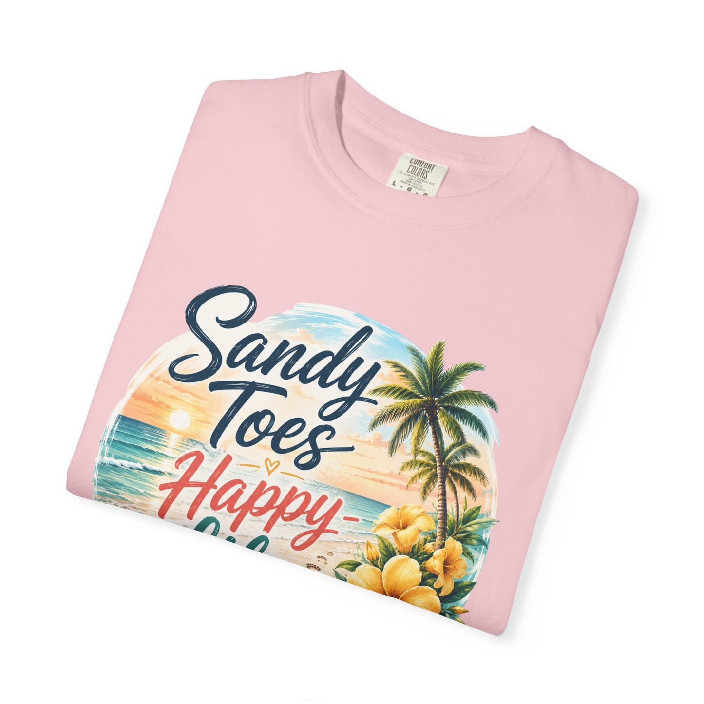 Sandy Toes Happy Life T-Shirt — Tropical Beach Vacation Tee