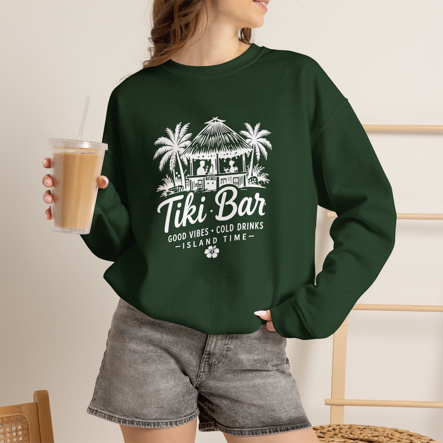 Tiki Bar Crewneck Sweatshirt – Island Vibes Graphic Pullover