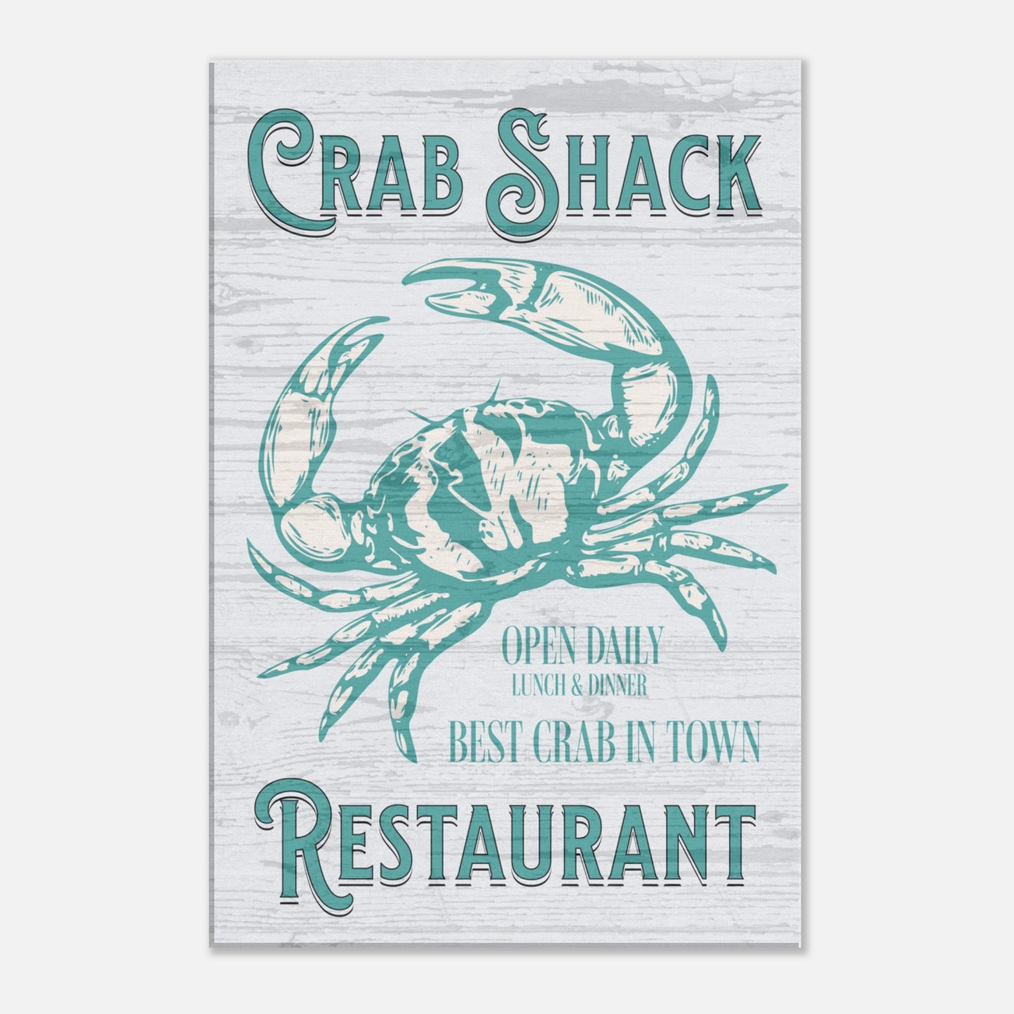 Crab Shack Teal Canvas Wall Print on Caribbean Rays