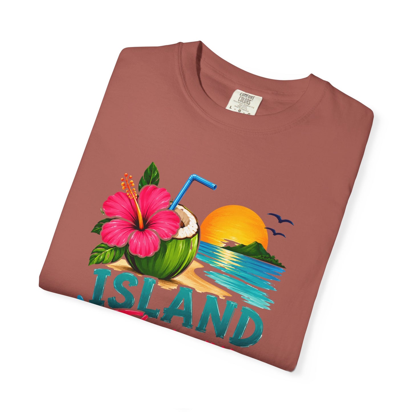 Island Therapy T‑Shirt — Tropical Sunset Coconut Drink Beach Tee