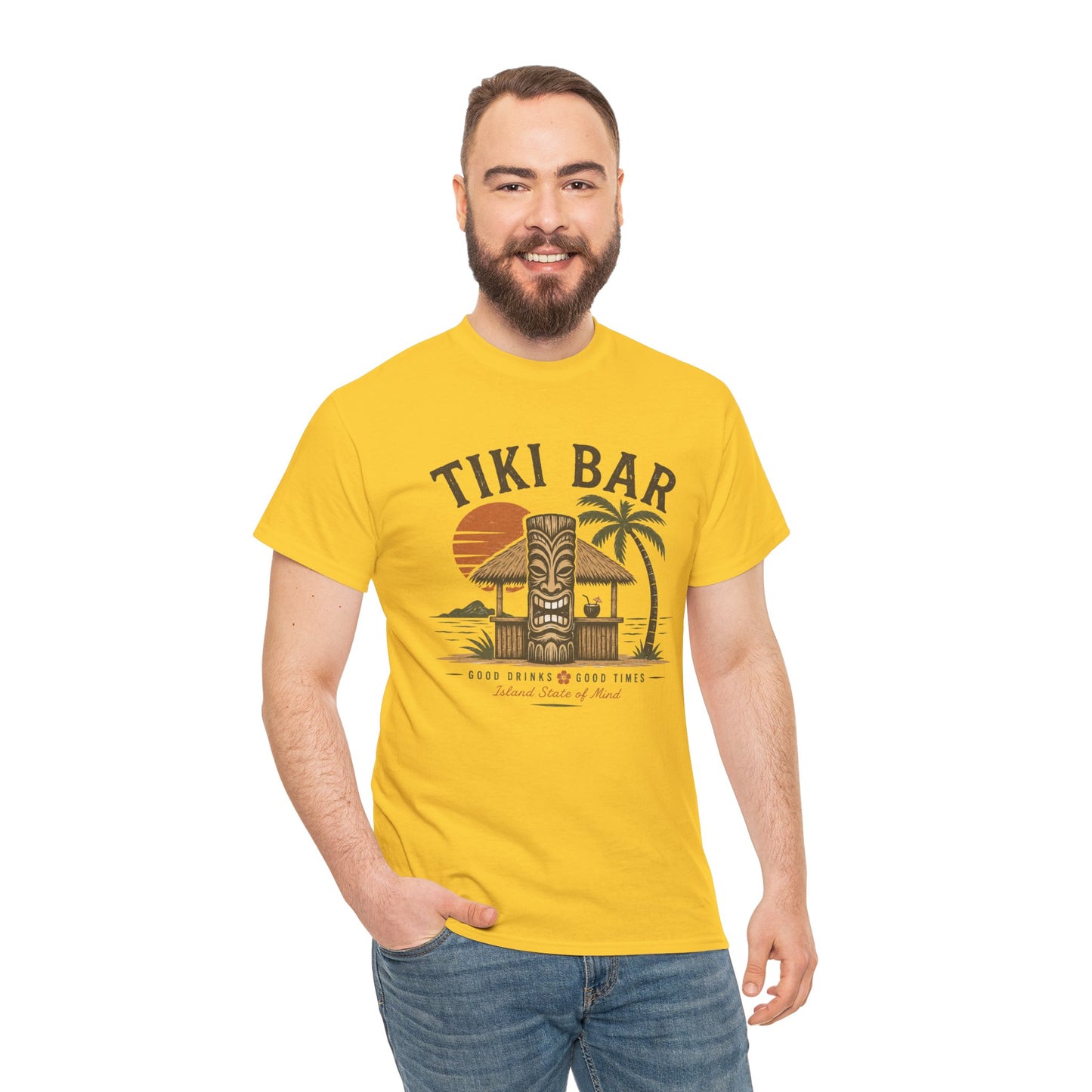 Tiki Bar Vintage Sunset Tee — Tropical Luau Beach Shirt