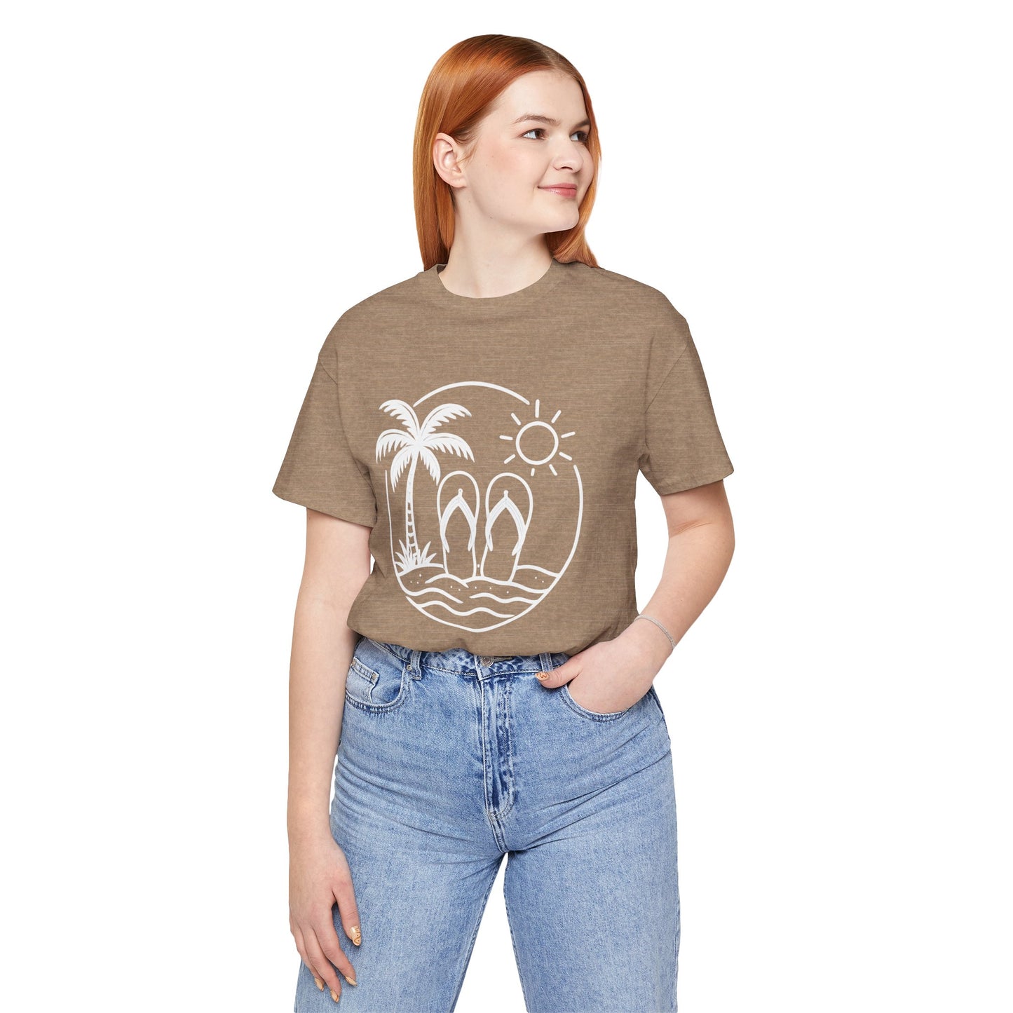 Beach Flip Flop Palm Circle Graphic Tee