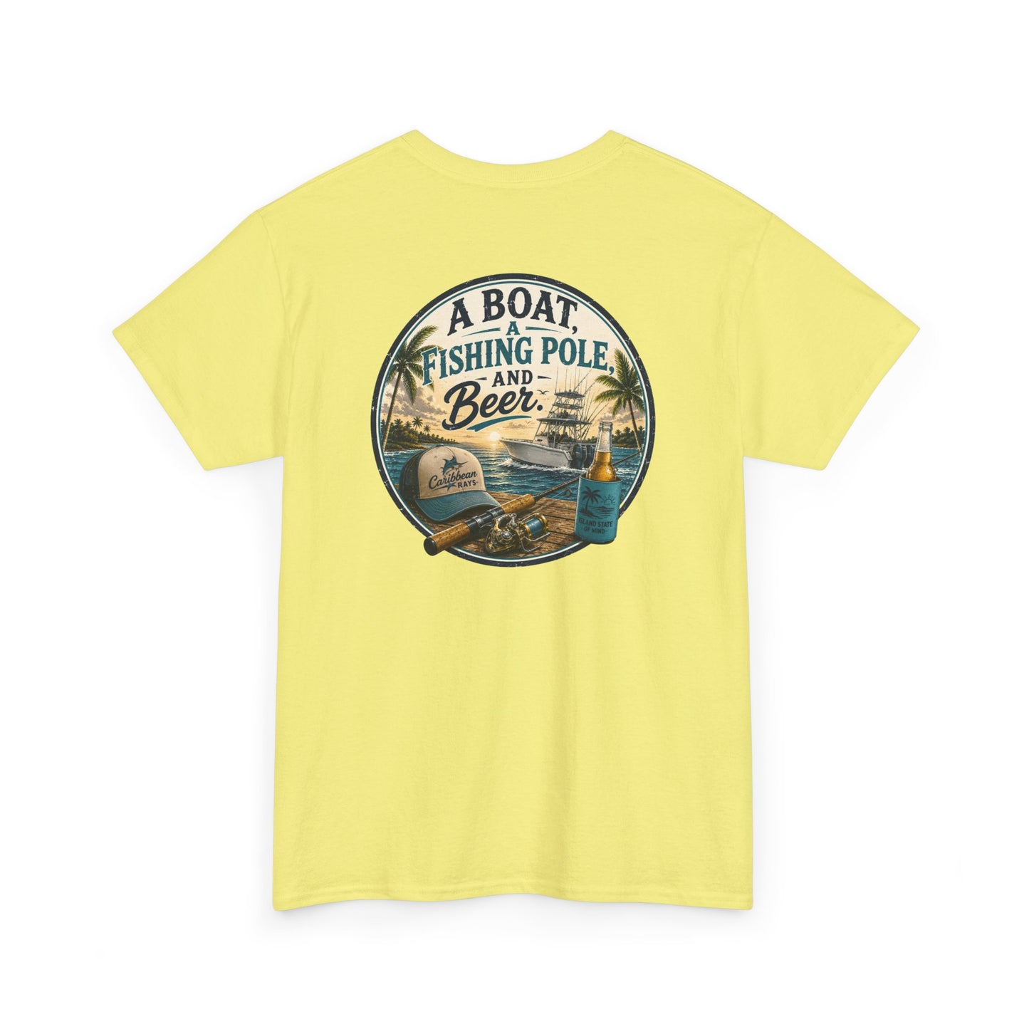 T-Shirt — "A Boat, Fishing Pole and Beer" Vintage Fishing Graphic Tee
