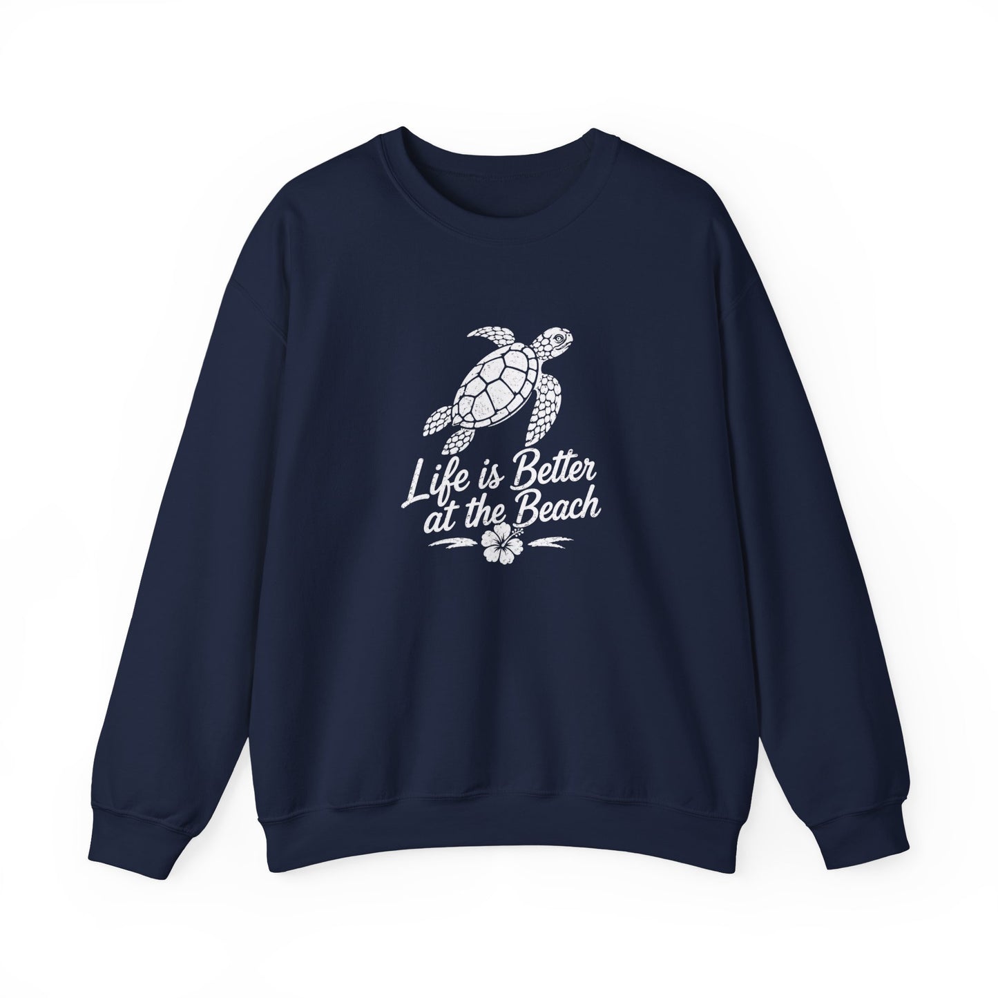 Beach Turtle Crewneck Sweatshirt — "Life is Better at the Beach"