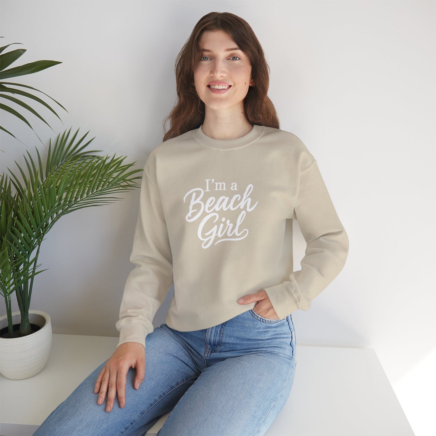 Beach Girl Sweatshirt — "I'm a Beach Girl" Cozy Crewneck