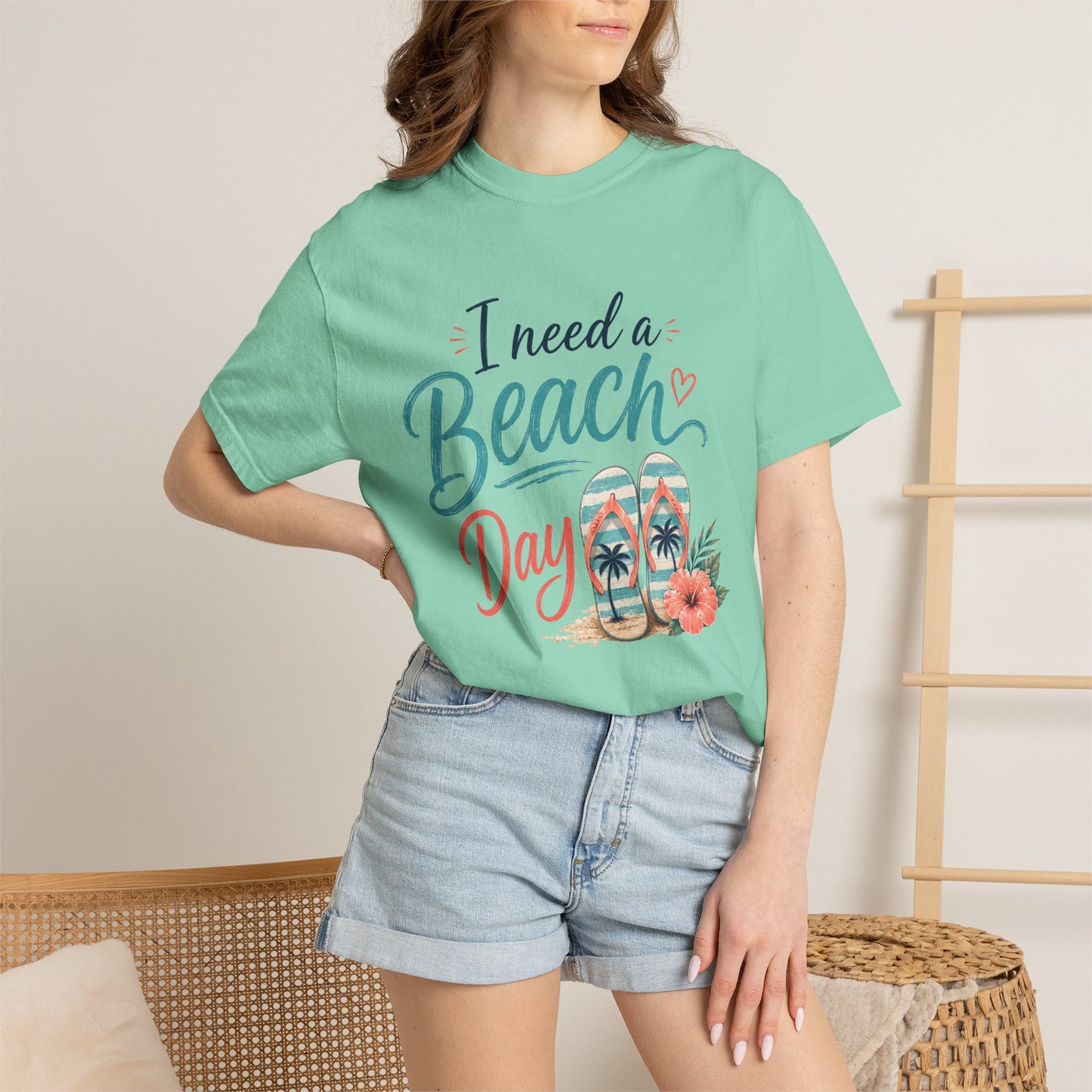 I Need a Beach Day T-Shirt – Women’s Summer Flip Flop Tropical Tee