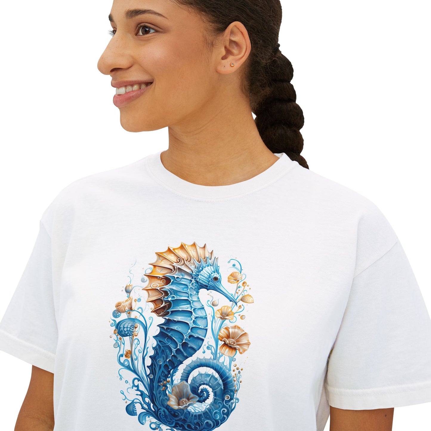 Seahorse Watercolor Women's Boxy Tee