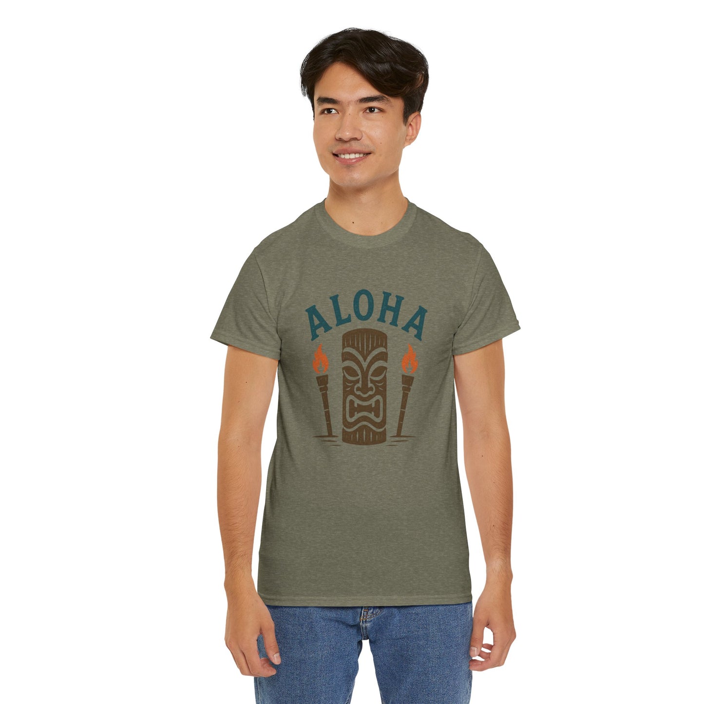Aloha Tiki Tribal Tee with Torches- Tiki T-Shirt