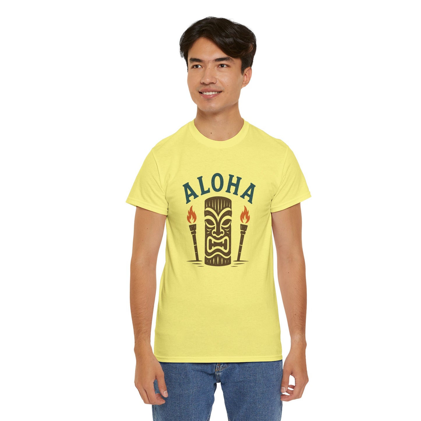 Aloha Tiki Tribal Tee with Torches- Tiki T-Shirt