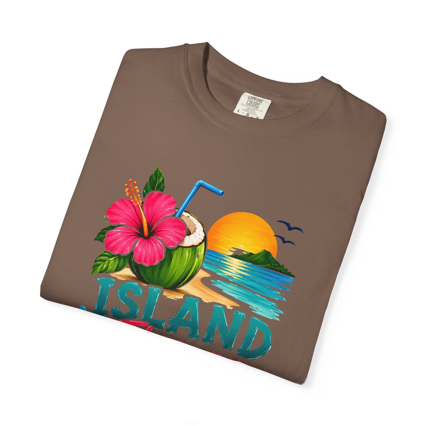 Island Therapy T‑Shirt — Tropical Sunset Coconut Drink Beach Tee