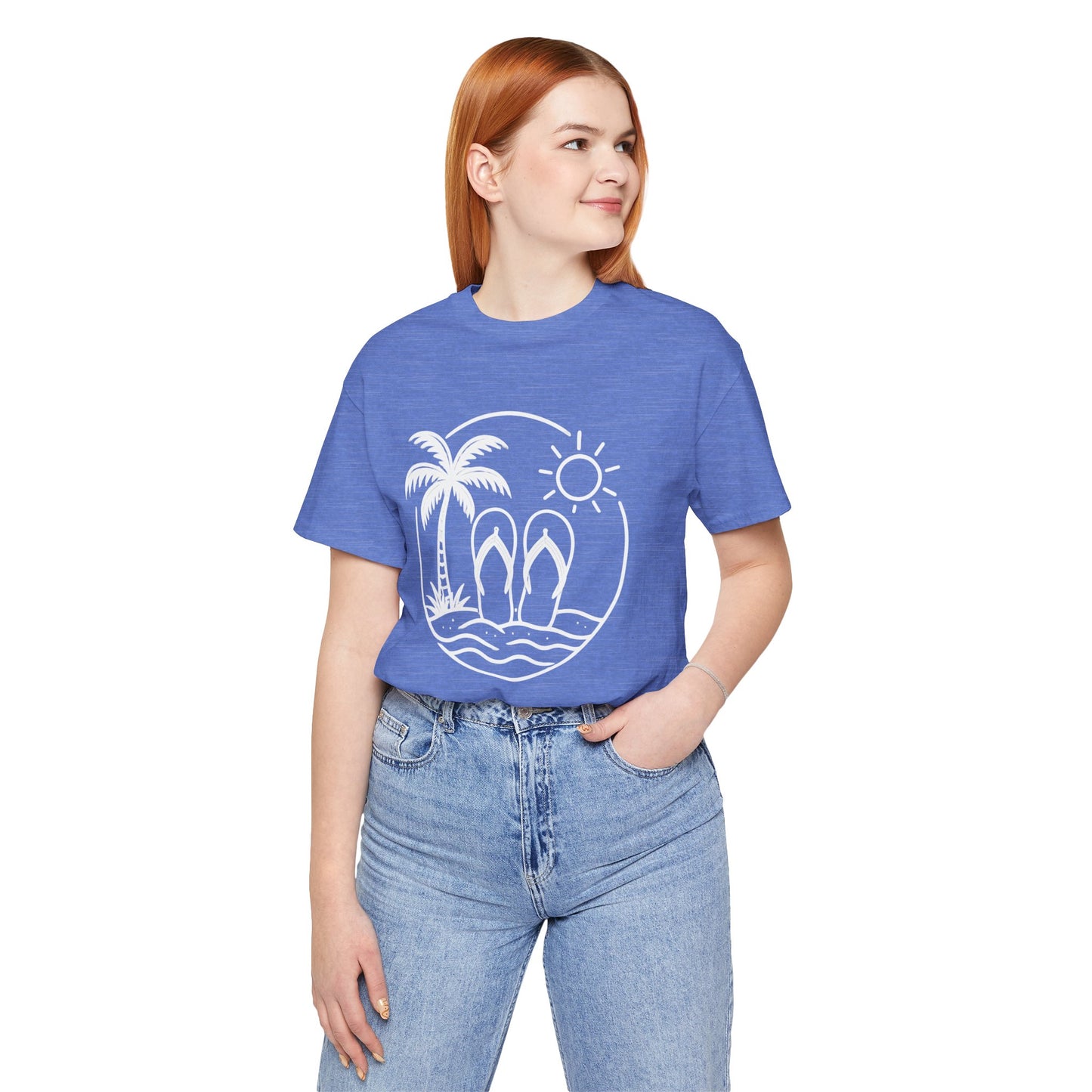 Beach Flip Flop Palm Circle Graphic Tee