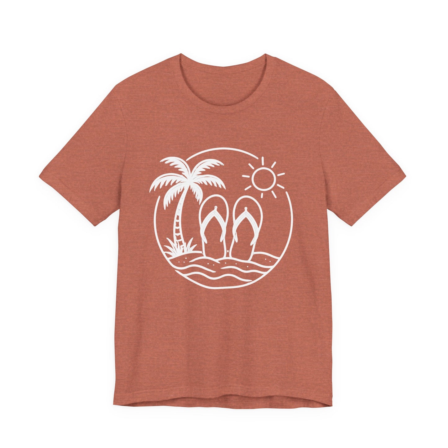 Beach Flip Flop Palm Circle Graphic Tee
