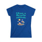 Blue t-shirt with 'I Have a Beachy Attitude' text and beach graphics on a white background