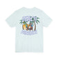 Light blue t-shirt with 'Beach Paradise' graphic on a white background by Caribbean Rays