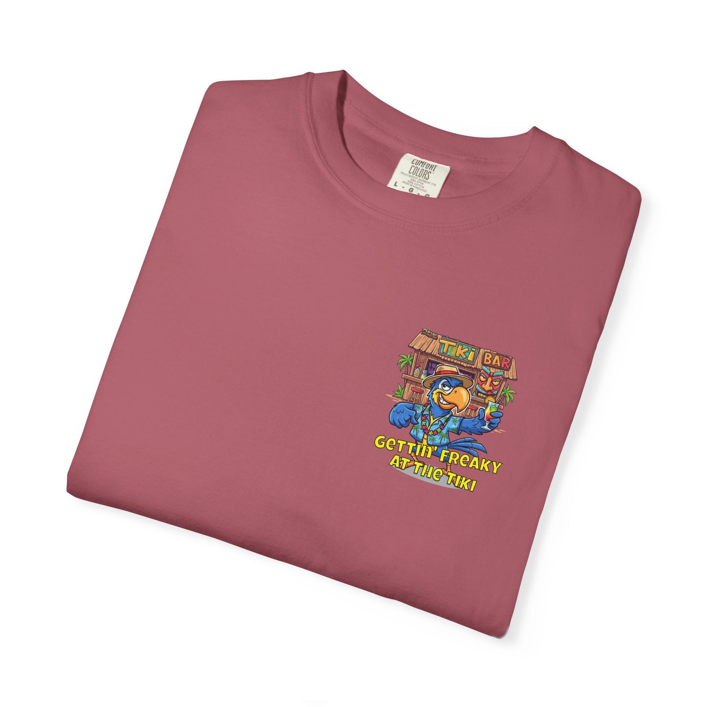 Gettin' Freaky at the Tiki Dancing Parrot Comfort Colors T-shirt