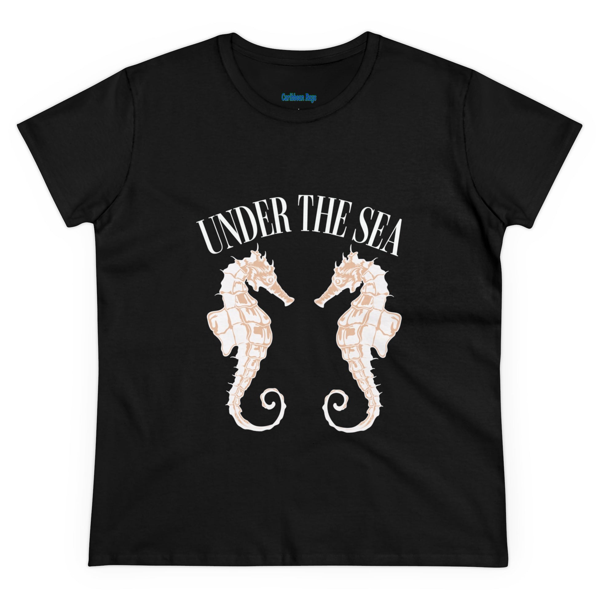 Under The Sea Seahorse Women's Midweight Cotton Tee at Caribbean Rays