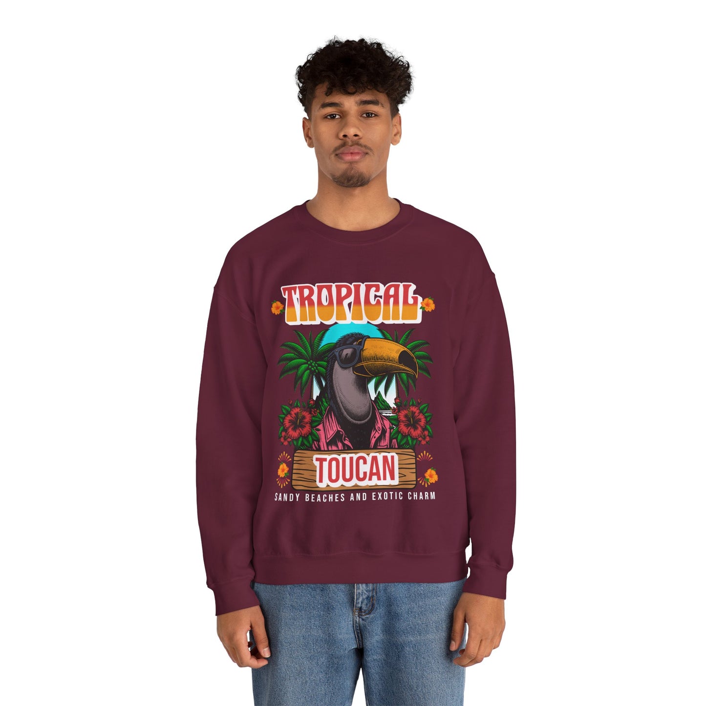 Tropical Toucan Crewneck Sweatshirt – Unisex Heavy Blend