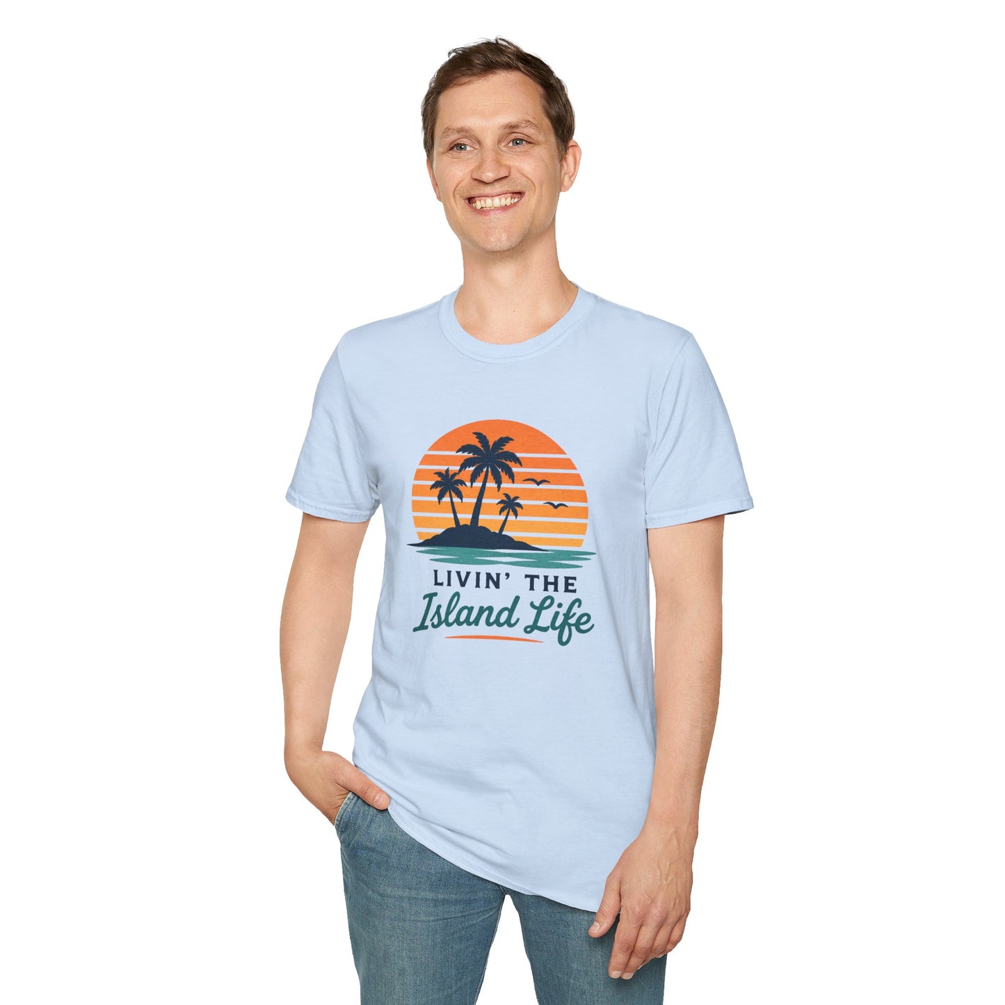 Island Life T-Shirt — "Livin' The Island Life" Retro Palm Sunset Tee
