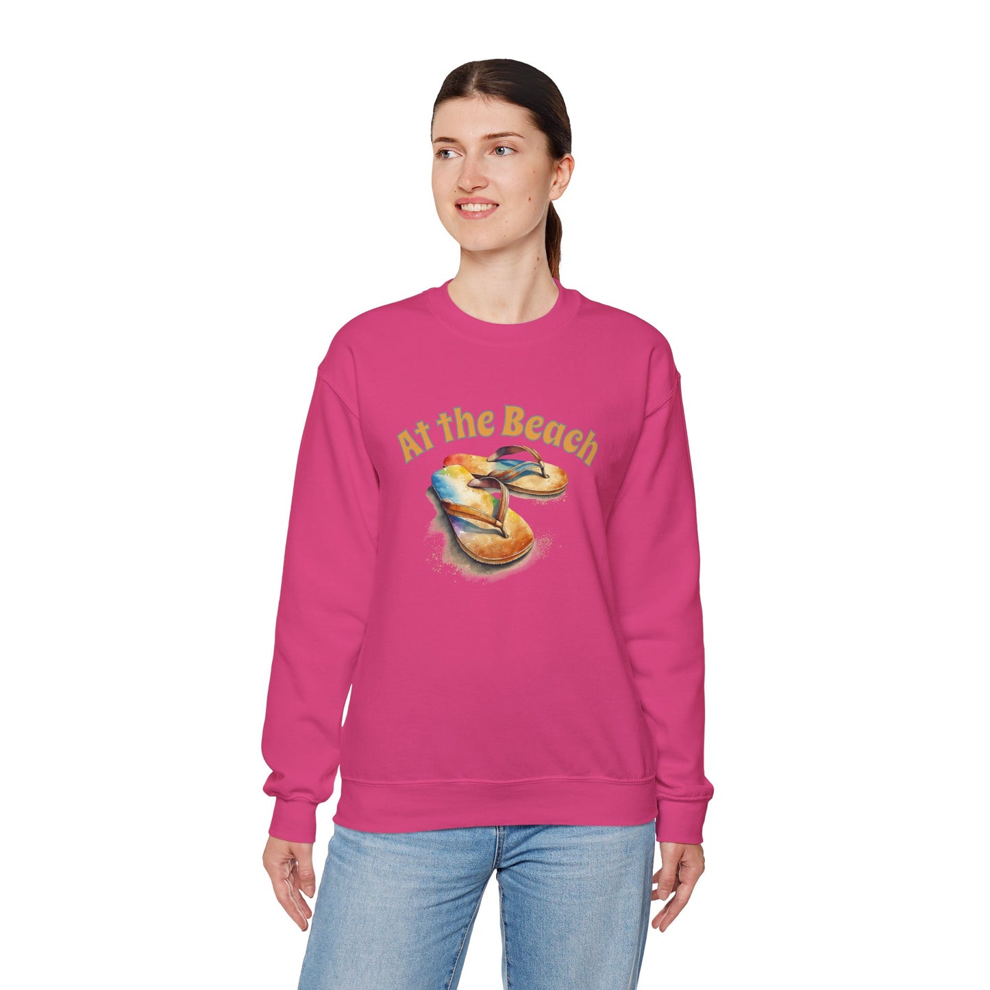 At the Beach Flip Flop Unisex Sweatshirt - "At the Beach" Flip Flop Design