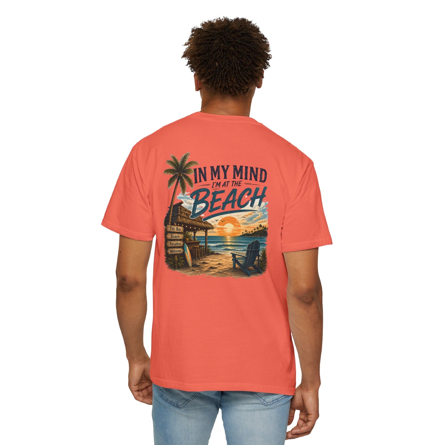 Beach Sunset T-Shirt — "In My Mind I'm at the Beach" Vintage Coastal Tee
