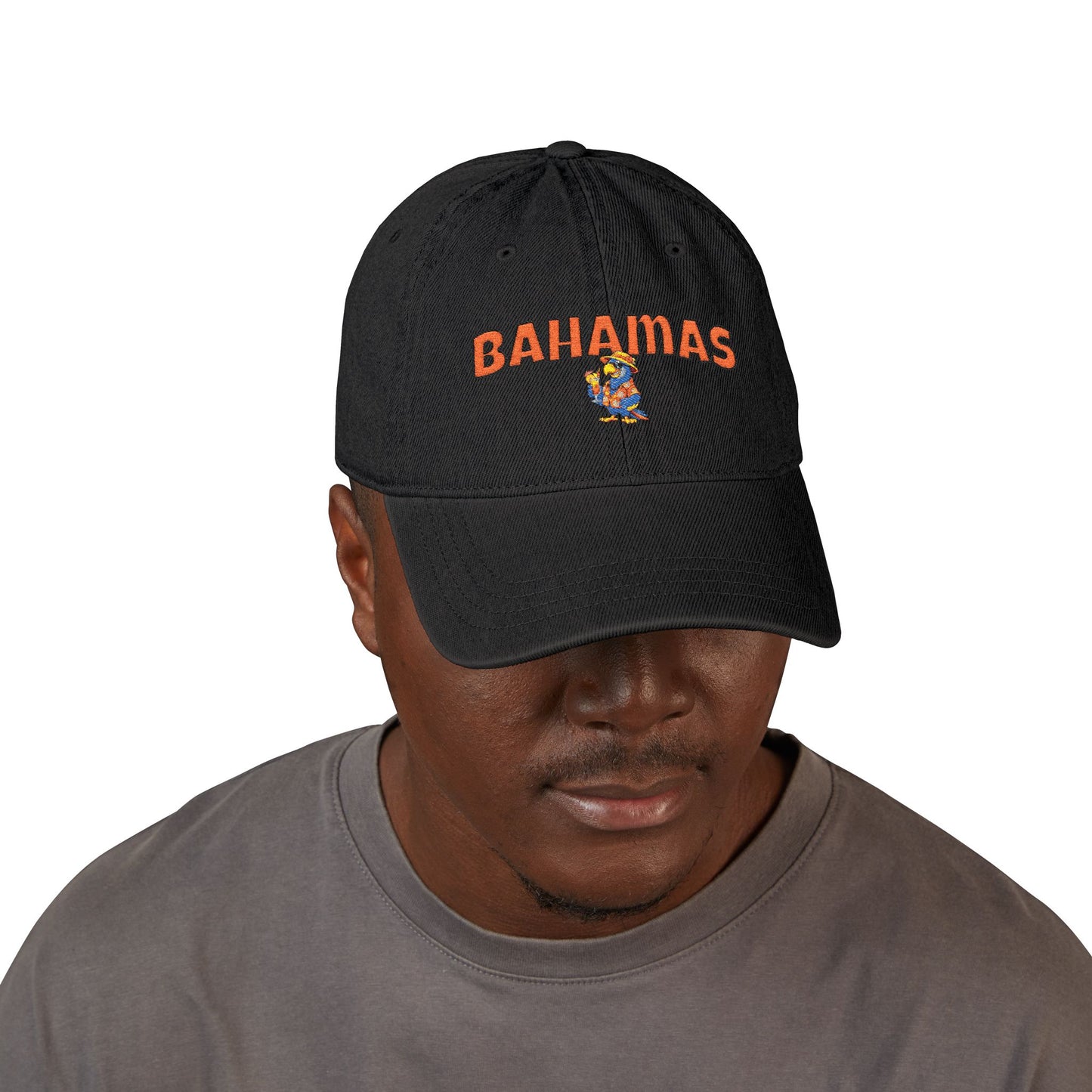 Bahamas Embroidered Parrot Cap - Denim Baseball Hat