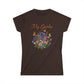 Brown t-shirt with floral design and 'My Garden' text on a white background
