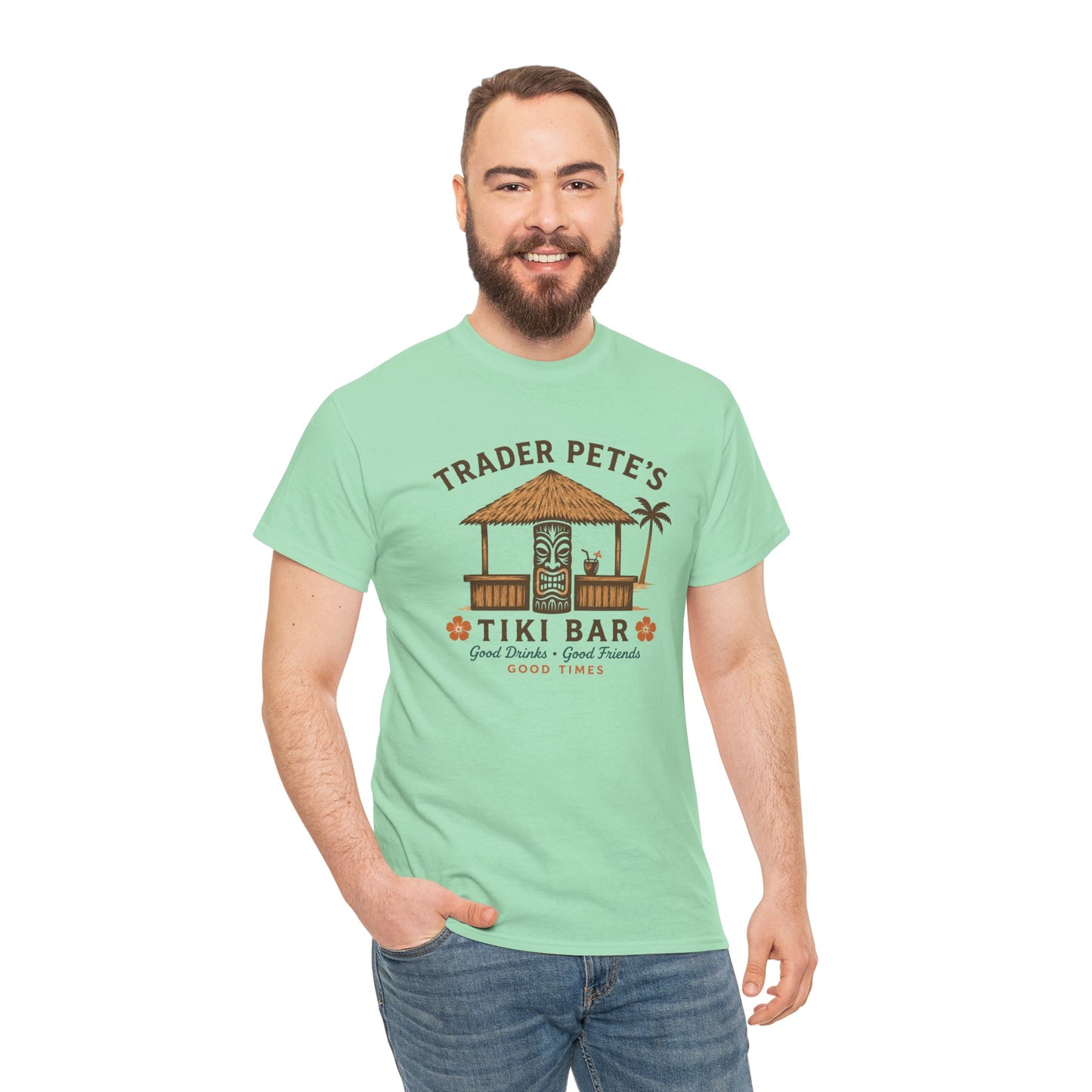 Trader Pete's Tiki Bar Tee — Retro Tropical Vacation Shirt