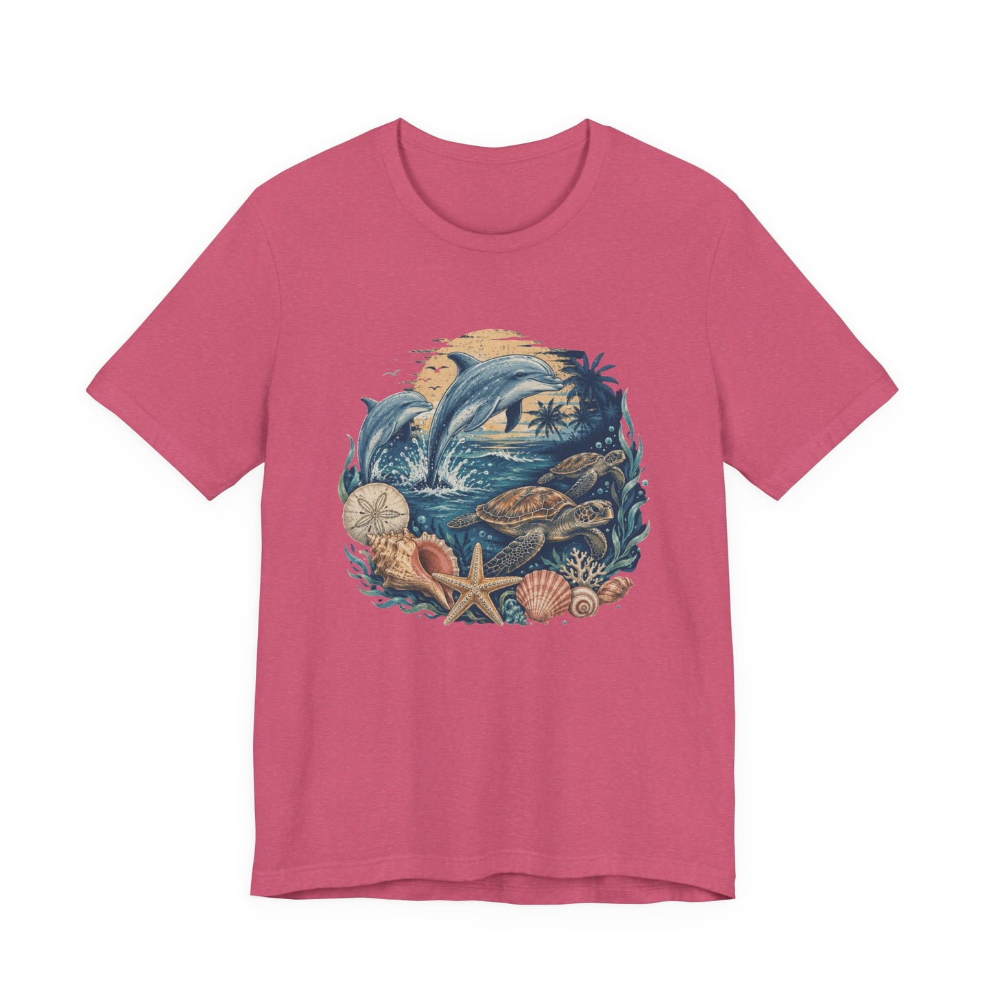 Ocean Life Tee — Vintage Dolphin & Seashell Beach Shirt