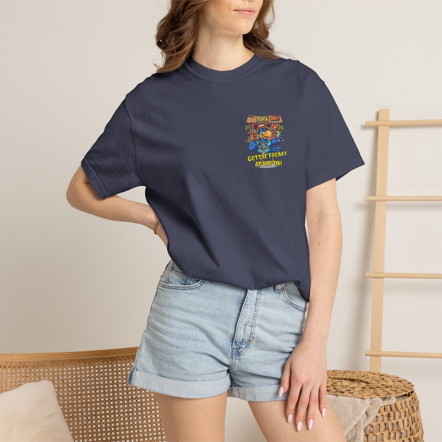 Gettin' Freaky at the Tiki Dancing Parrot Comfort Colors T-shirt