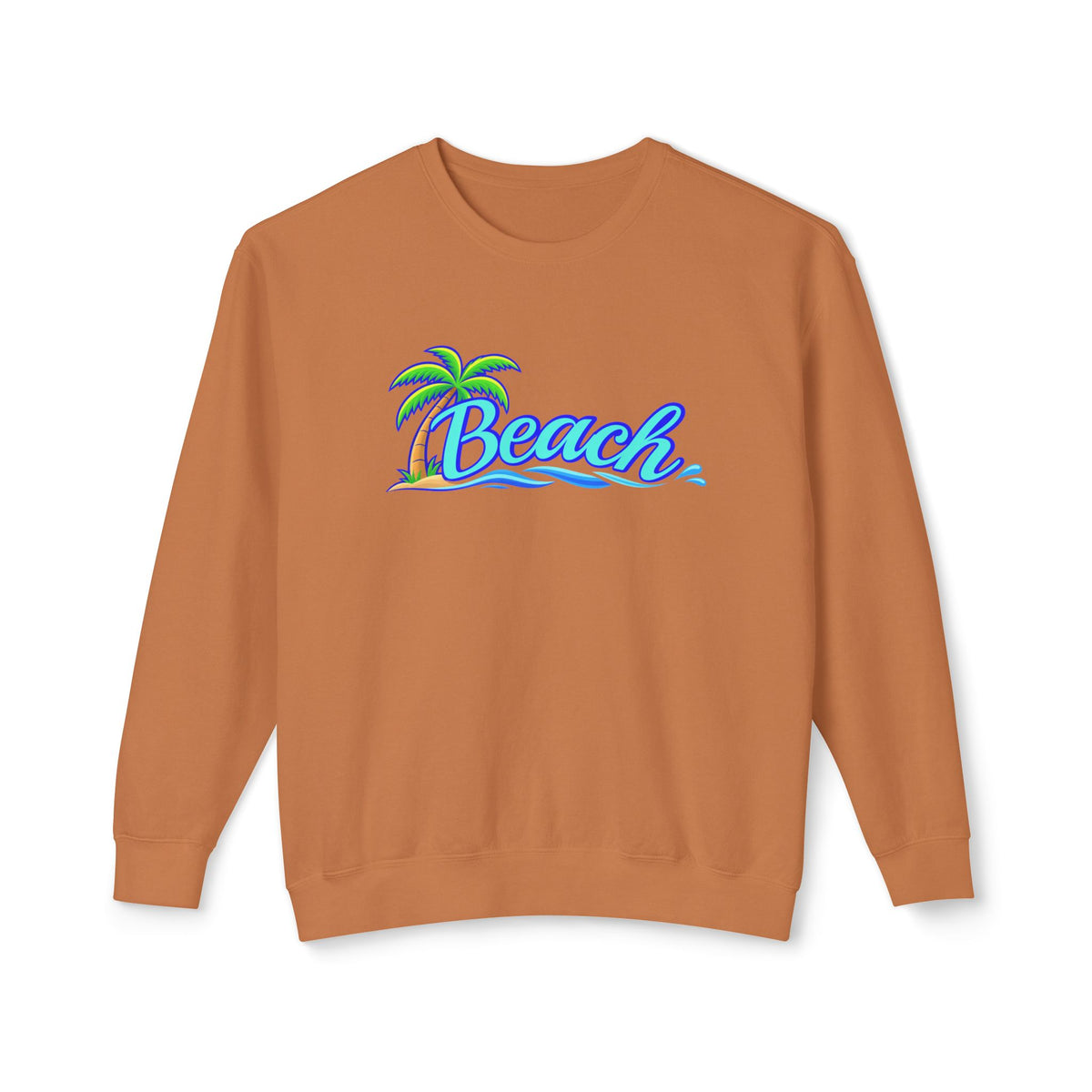 Beach Graphic Crewneck Sweatshirt — Palm Tree Retro Surf Vibe